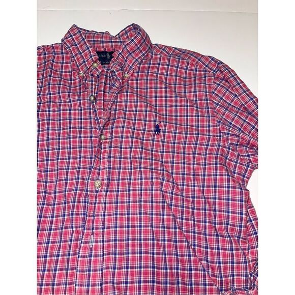 Ralph Lauren Mens Shirt Classic Fit Pink Plaid Soft Cotton Button Down Size M - Picture 2 of 6
